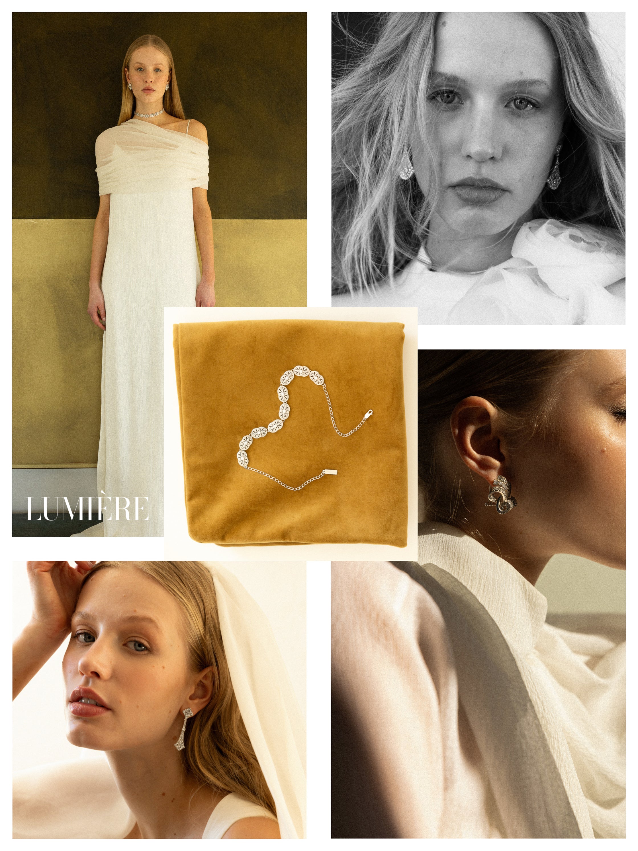 joyas de novia art déco colección Lumière pendientes y choker plata con circonitas inspiración París años 20 SPREZZATURA
