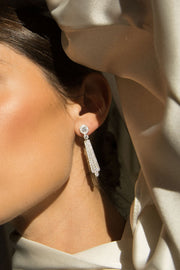 Pendientes Capitol Plata para novia desmontables con motivo geométrico Art Déco y caída de circonitas en plata SPREZZATURA