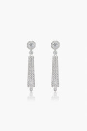 Pendientes Capitol Plata para novia largos desmontables estilo Art Déco con caída geométrica de circonitas en plata SPREZZATURA