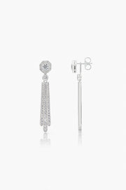 Pendientes Capitol Plata para novia desmontables en plata con diseño Art Déco y caída geométrica de circonitas SPREZZATURA