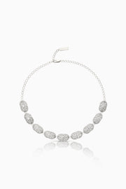 Choker Vendôme para novia estilo Art Decó con motivos geométricos y circonitas blancas en plata SPREZZATURA