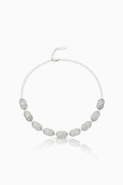 Choker Vendôme para novia estilo Art Decó con motivos geométricos y circonitas blancas en plata SPREZZATURA