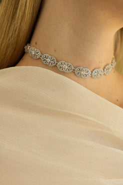 detalle choker novia art déco Vendôme plata colección Lumière joyas de novia SPREZZATURA