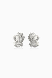 Pendientes Marais para novia estilo Art Decó tipo botón con circonitas blancas en plata SPREZZATURA