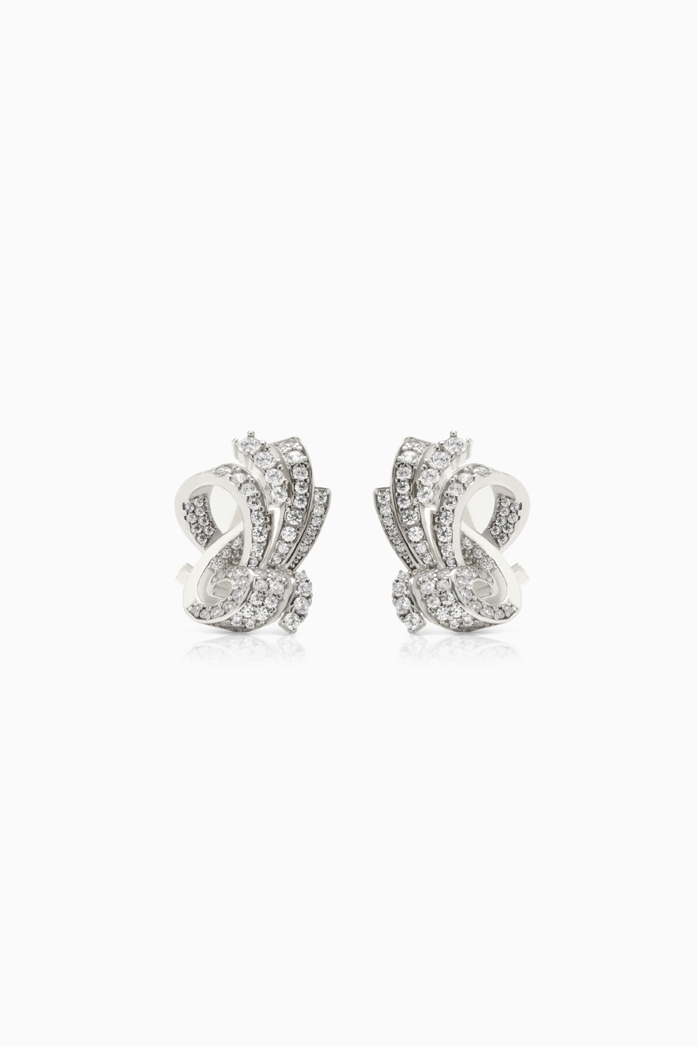 Pendientes Marais para novia estilo Art Decó tipo botón con circonitas blancas en plata SPREZZATURA