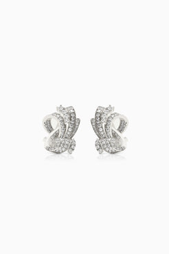 Pendientes Marais para novia estilo Art Decó tipo botón con circonitas blancas en plata SPREZZATURA