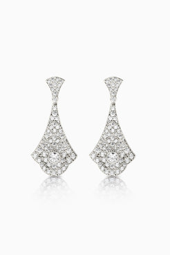 Pendientes Rivoli para novia estilo Art Decó con pavé de circonitas blancas y diseño geométrico en plata SPREZZATURA